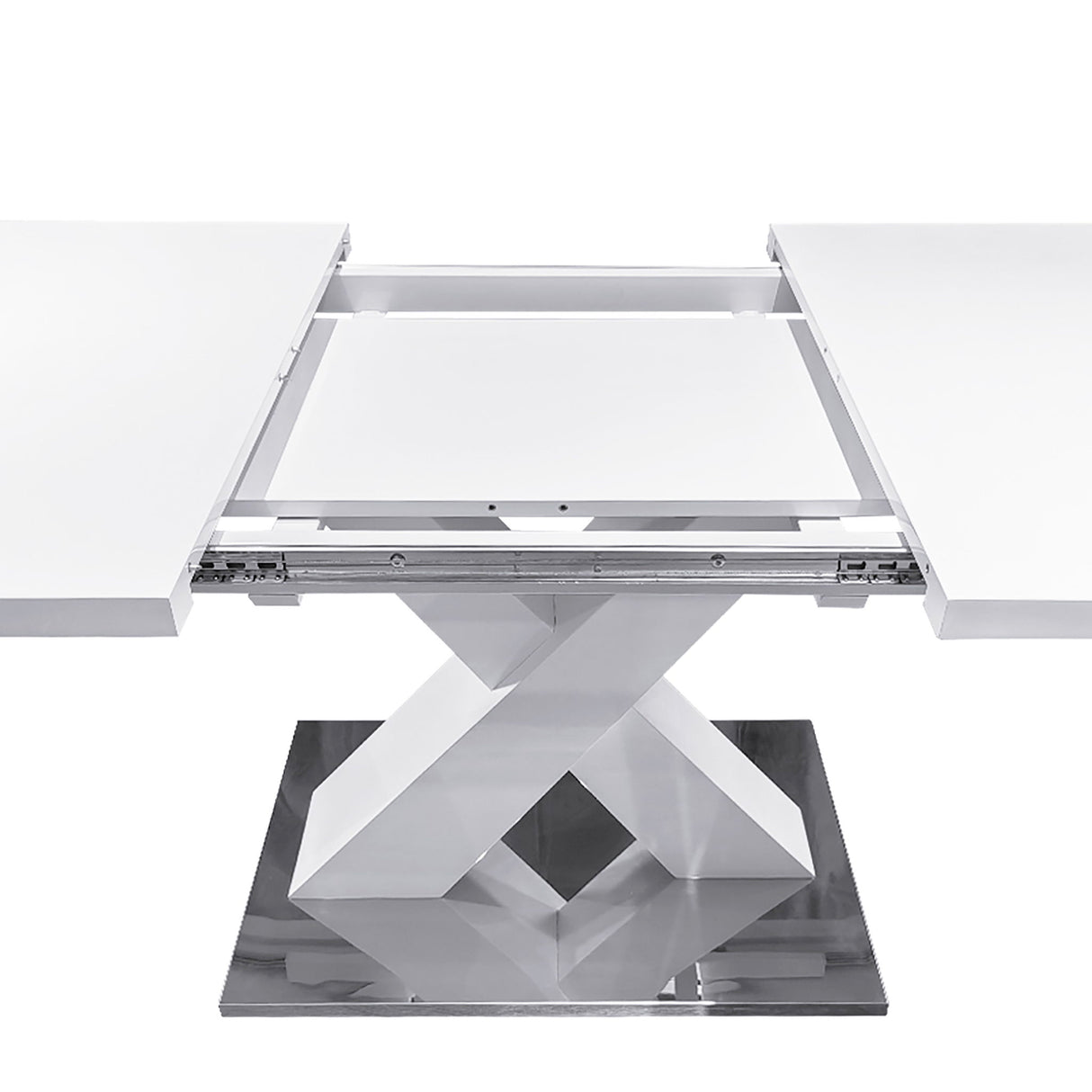 Rectangle Dining Table, Stretchable, X Shape Legs - White