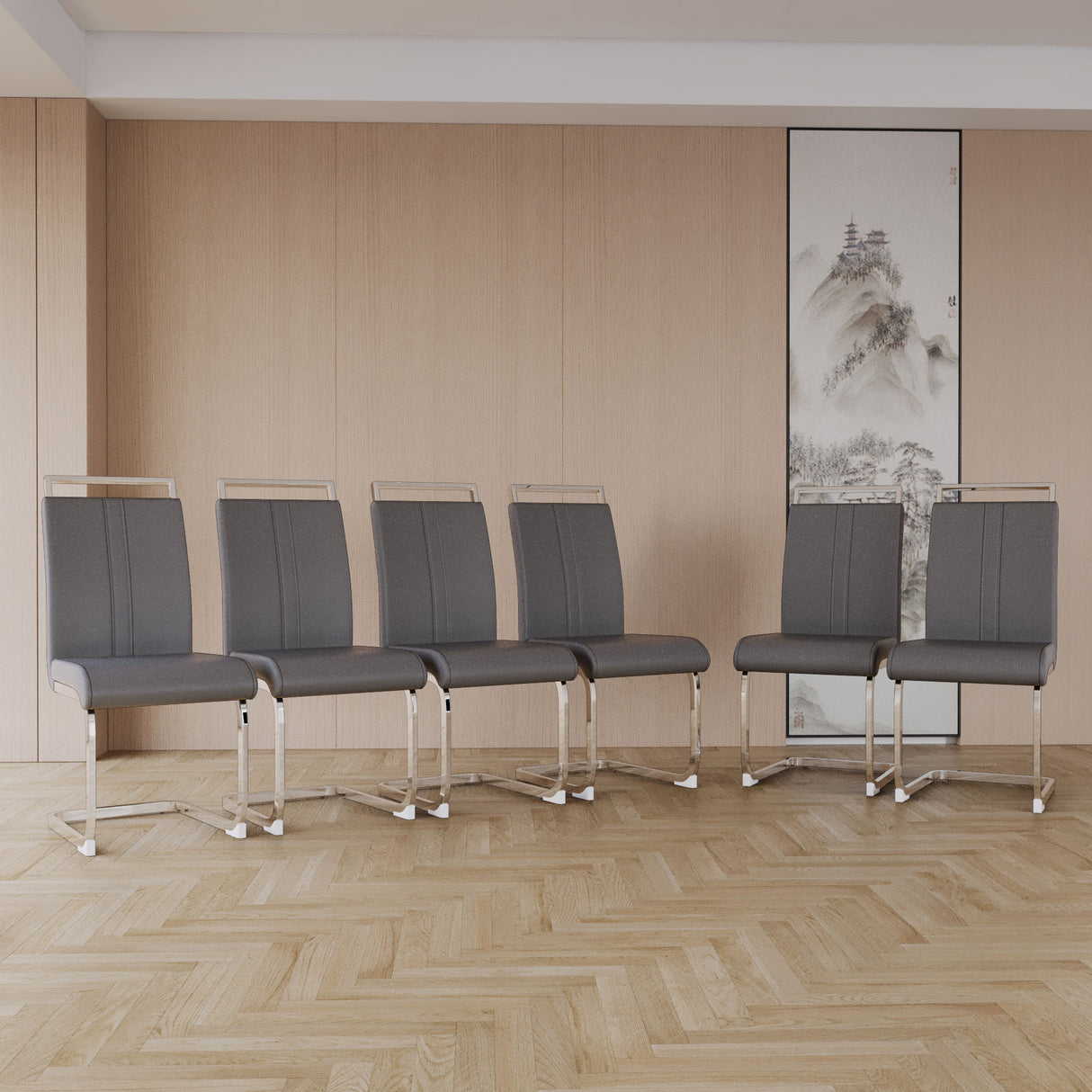 Modern Dining Chairs With Padded Seat, High Back