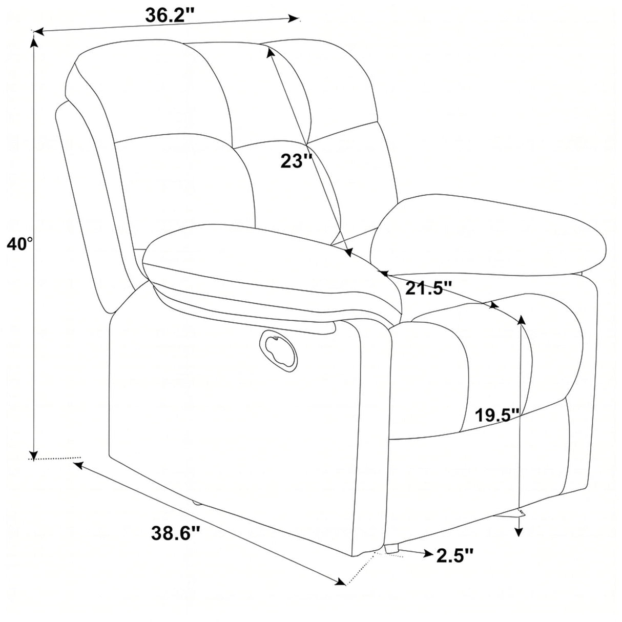 Devonaire Manual Recliner With Padded Arms - Dark Brown