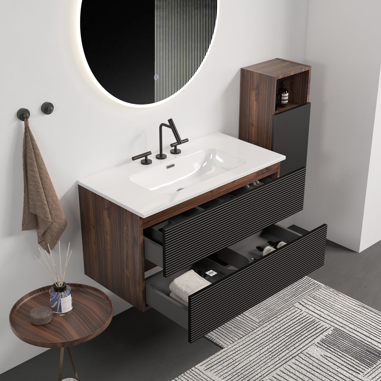 Gloria 36" Wall Mounted Soft Black Bathroom Vanity