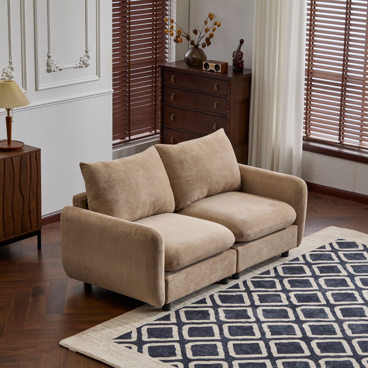 69 in. 2-Seats Modular Sectional Velvet Sofa Corner Chair Sofa Couch, Nomad