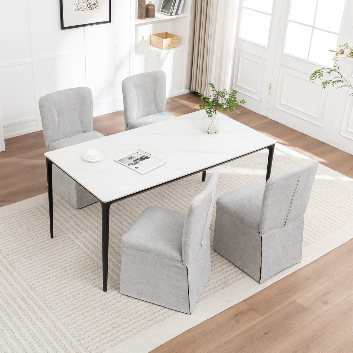 Linen Dining Chairs - Modern Fabric Side Chairs for Dining Room