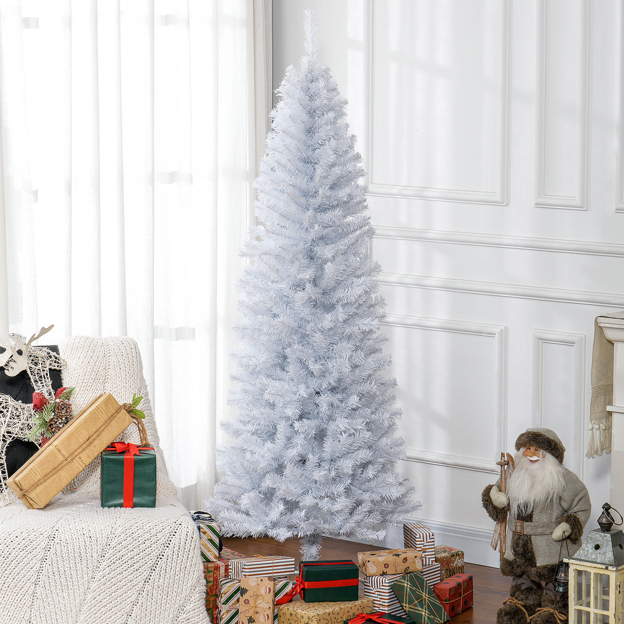 HOMCOM 6ft Pencil Christmas Tree