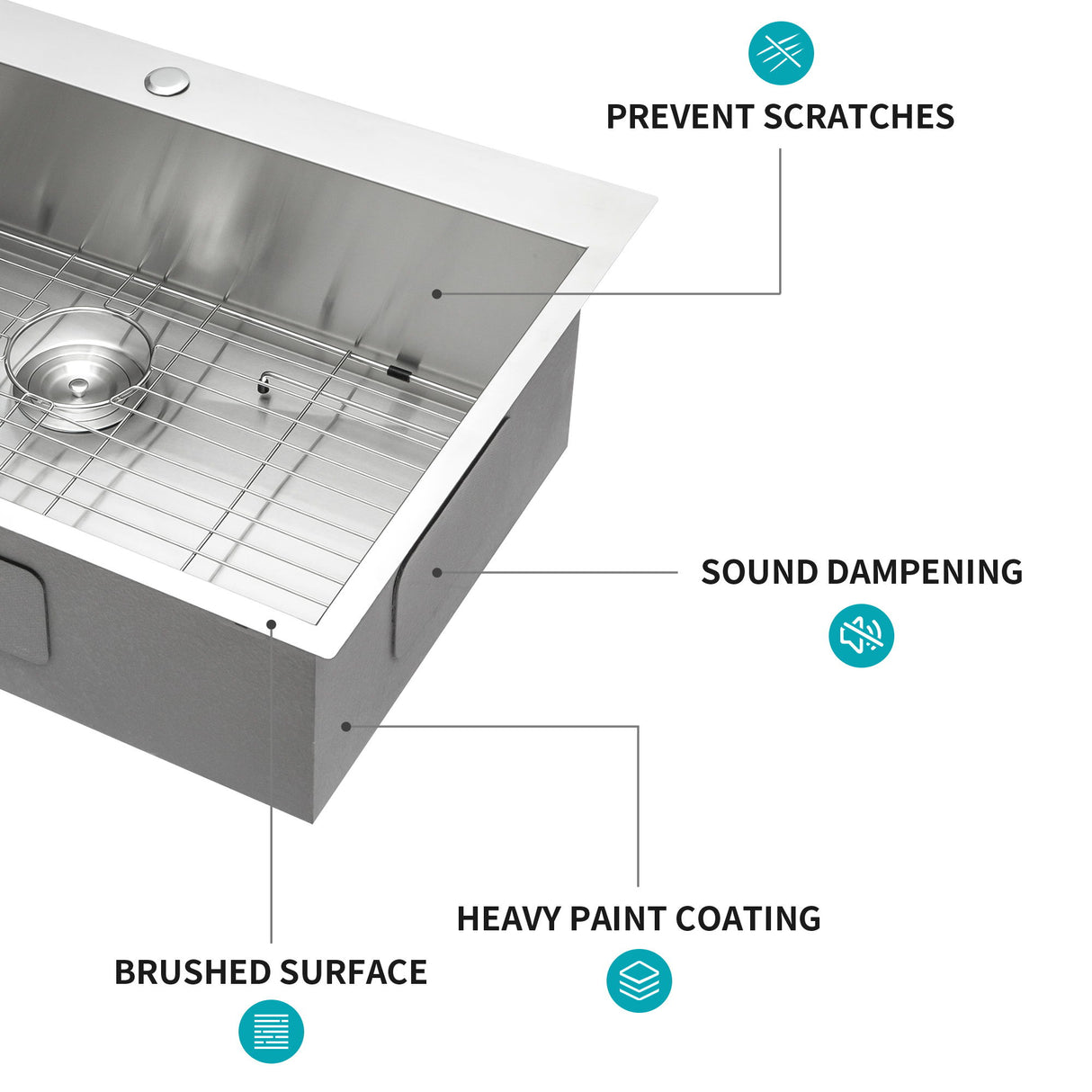 Stainless Steel Drop In Kitchen Sink, Topmount