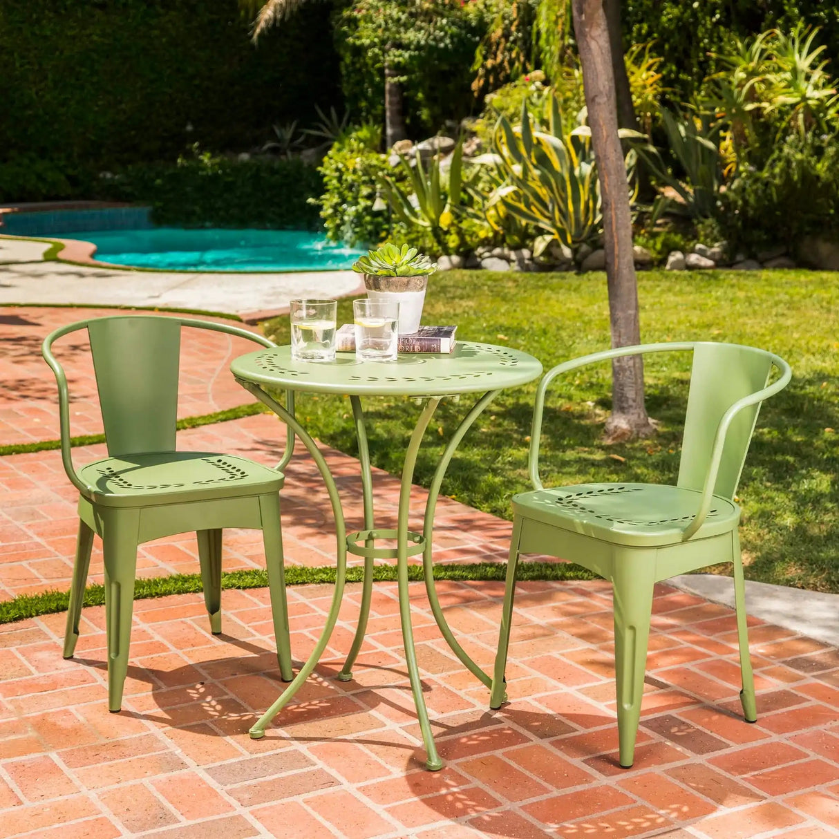 Ambrosia - 3 Piece Bistro Set With Leaf Motifs Top And Seat - Best Buy Furniture