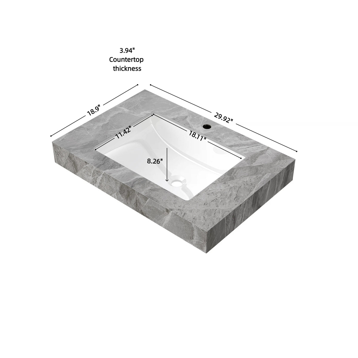 30" MURI Bathroom Sink in Light Gray