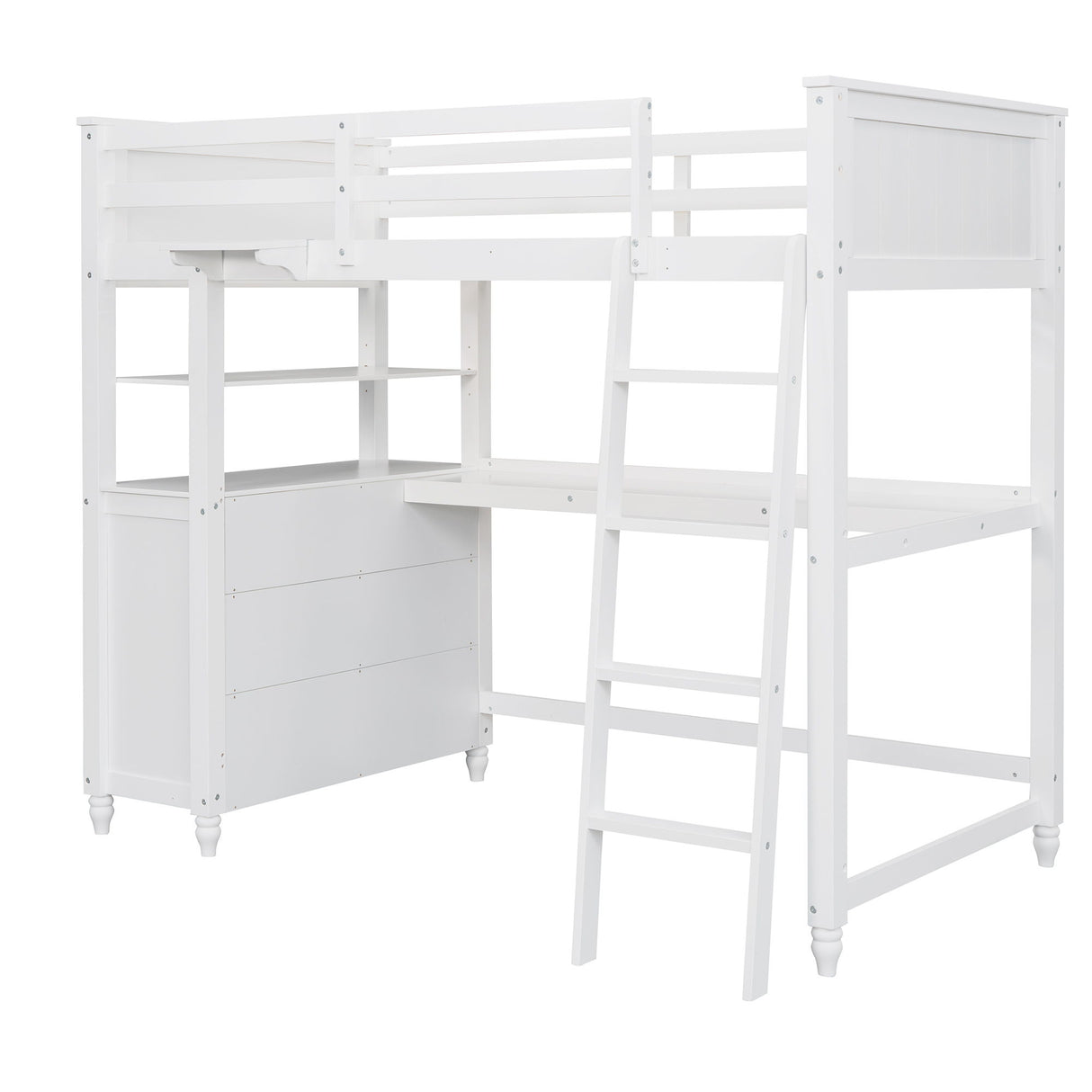 Loft Bed With Drawers With Desk And Shelves
