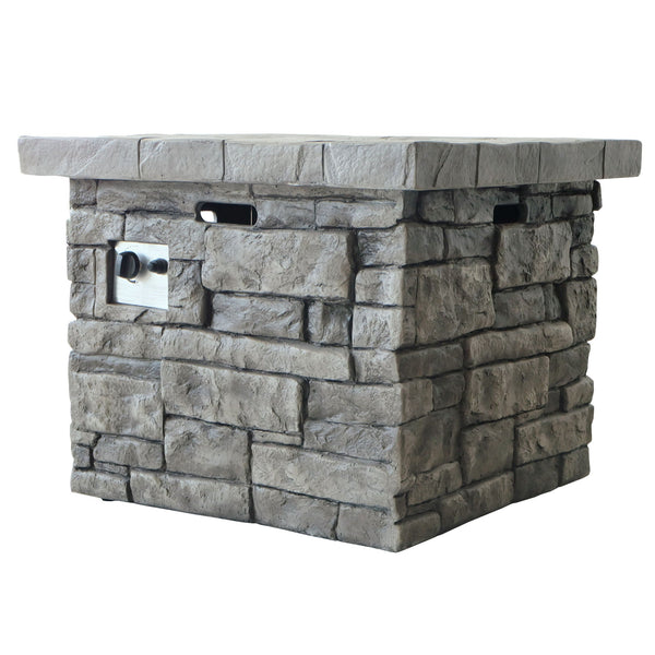 Outdoor Square Propane Fire Pit 40, 000 Btu - Gray - Best Buy Furniture