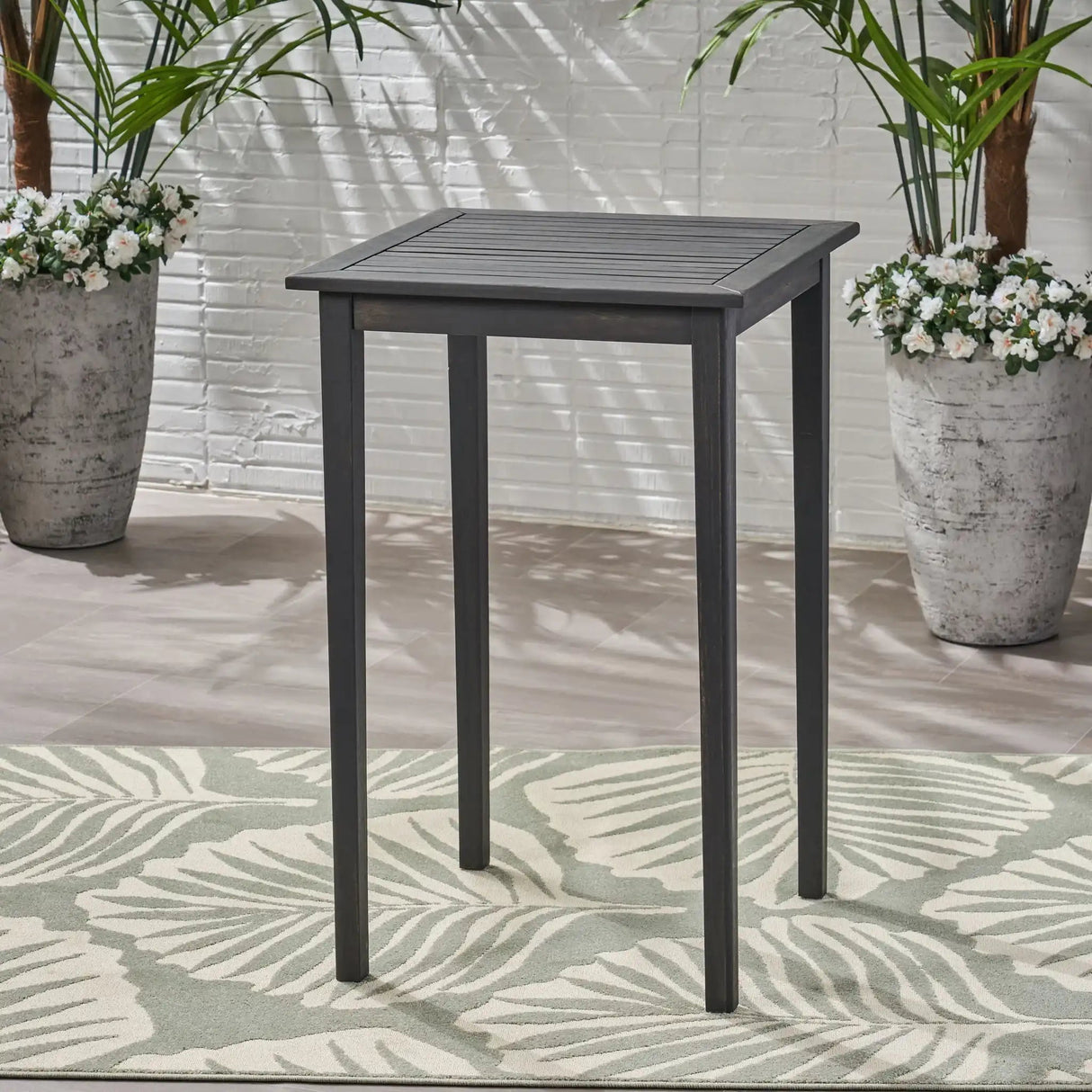 Outdoor Minimalist Acacia Wood Square Bar Table - Best Buy Furniture