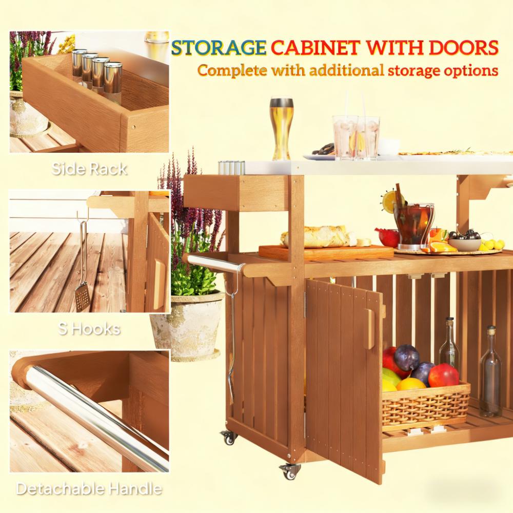 Easy to Move Outdoor Table Top Bar Cart with Storage and Wheels