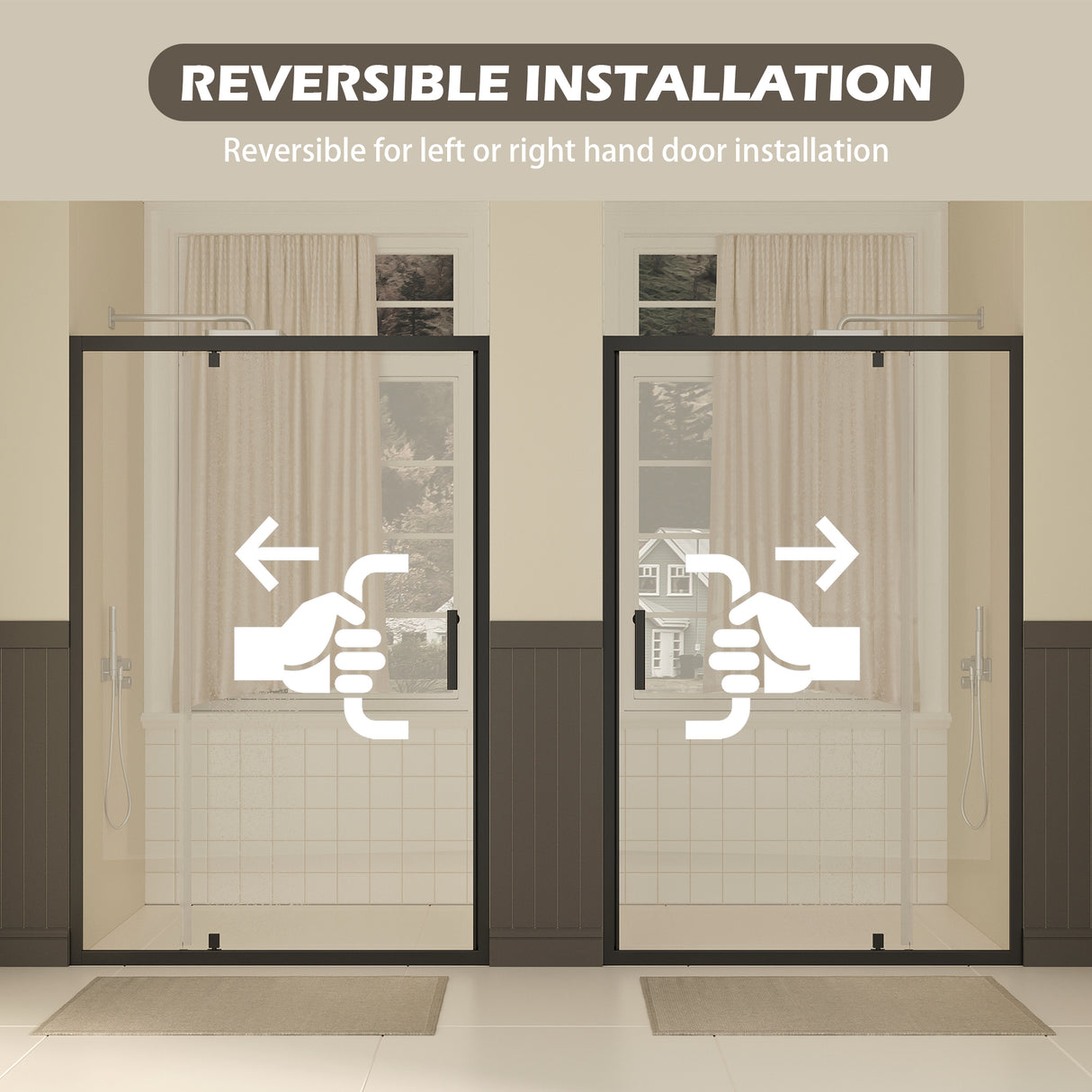 47-49" W × 72" H Pivot Shower Door with Clear Tempered Glass