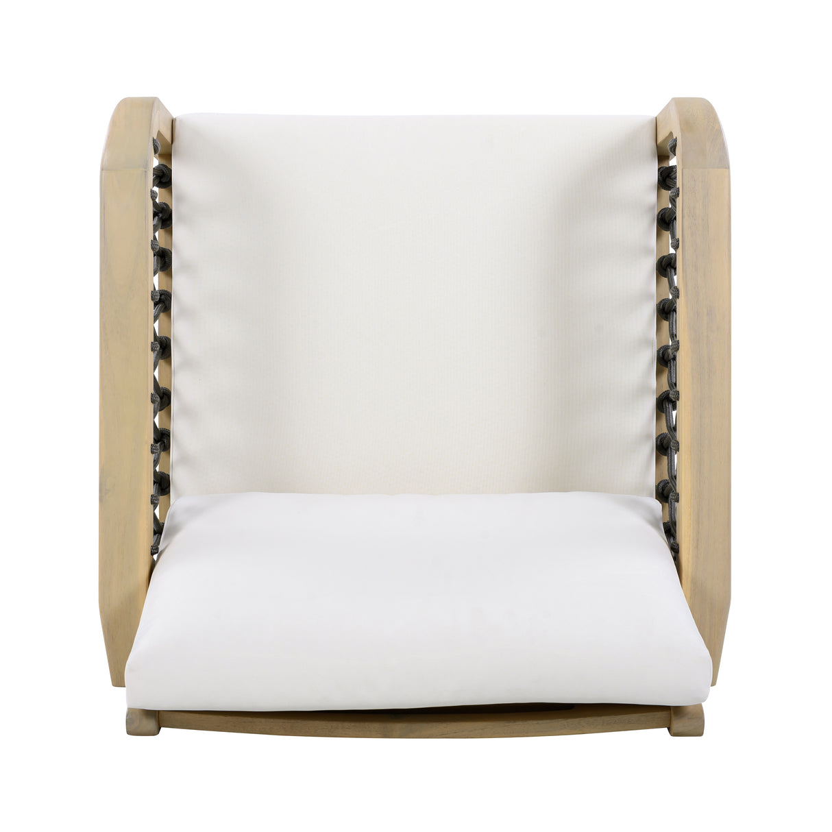 Outdoor Acacia Wood Club Chair with Handwoven Rope, Light Teak Finish