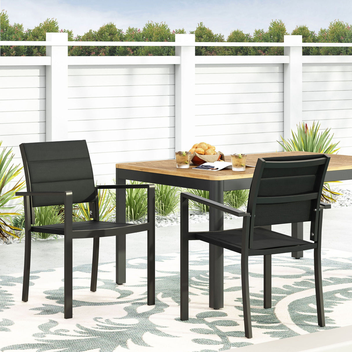 Baird - Outdoor Mesh And Aluminum Dining Chairs - Black - Best Buy Furniture