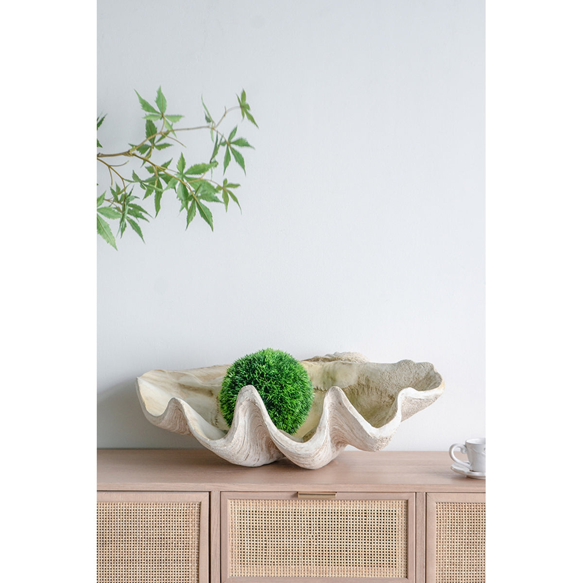 Large Clam Shell Accent, Coastal Style, 25.3-Inch, Cream