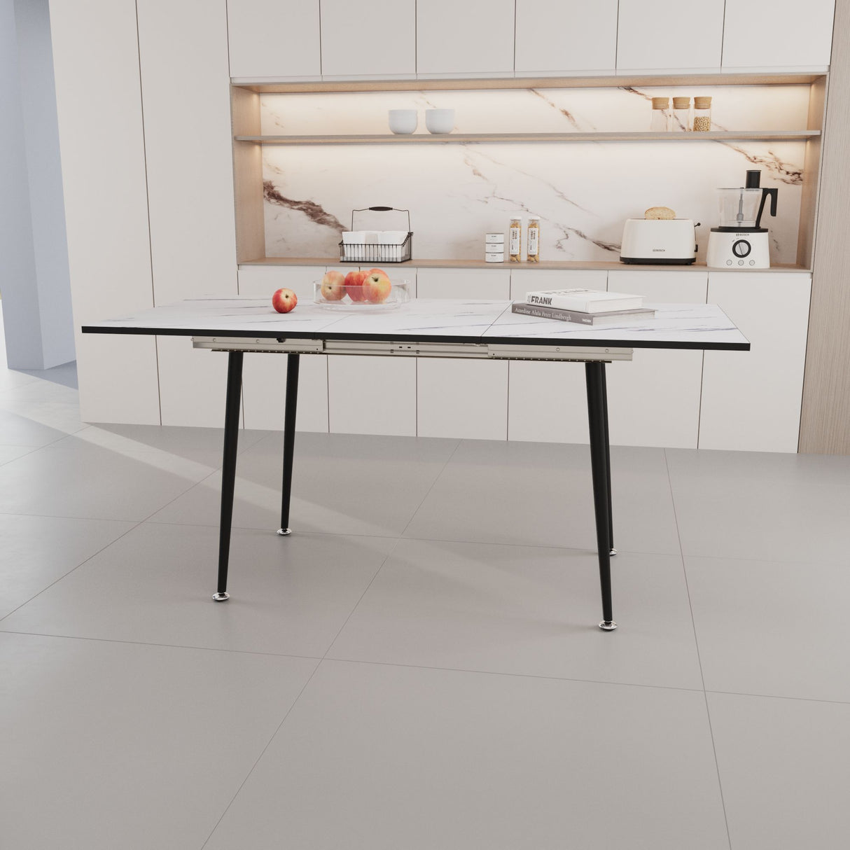 Modern Extendable Dining Table And Chair Set For 2 - 6 People