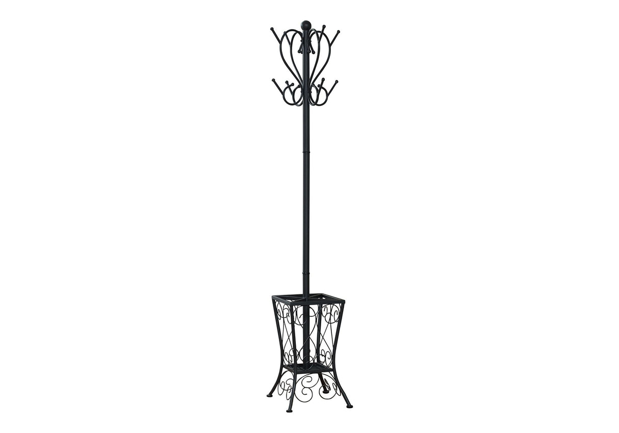 Coat Rack, Hall Tree, Free Standing, 8 Hooks, Entryway, Umbrella Holder, Transitional - Black - Best Buy Furniture