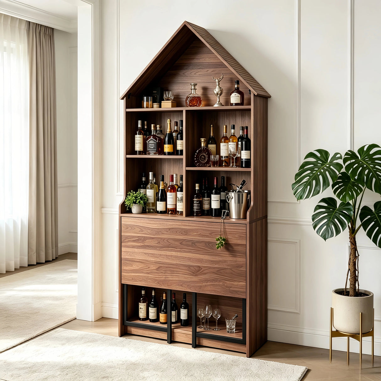 Folding Craft Desk with Storage Shelves