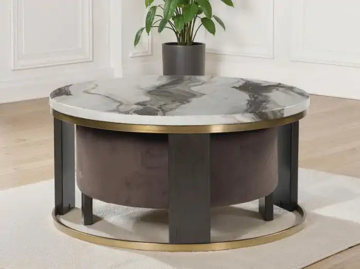 Jazmore - Nesting Cocktail Tables (Set of 2) - Brown / Brass Finish - Best Buy Furniture