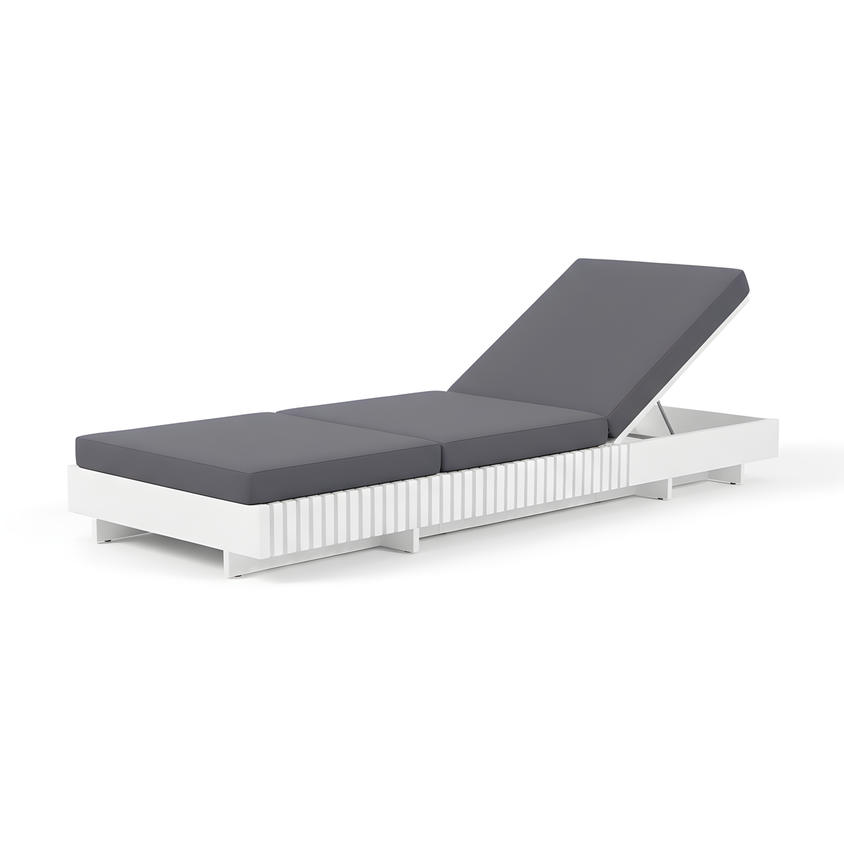 White Acacia Solid Wood Outdoor Chaise Lounge