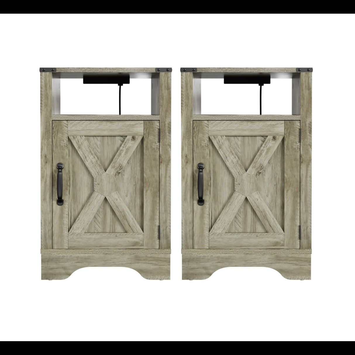 Farmhouse Nightstand, Charging Station & Storage
