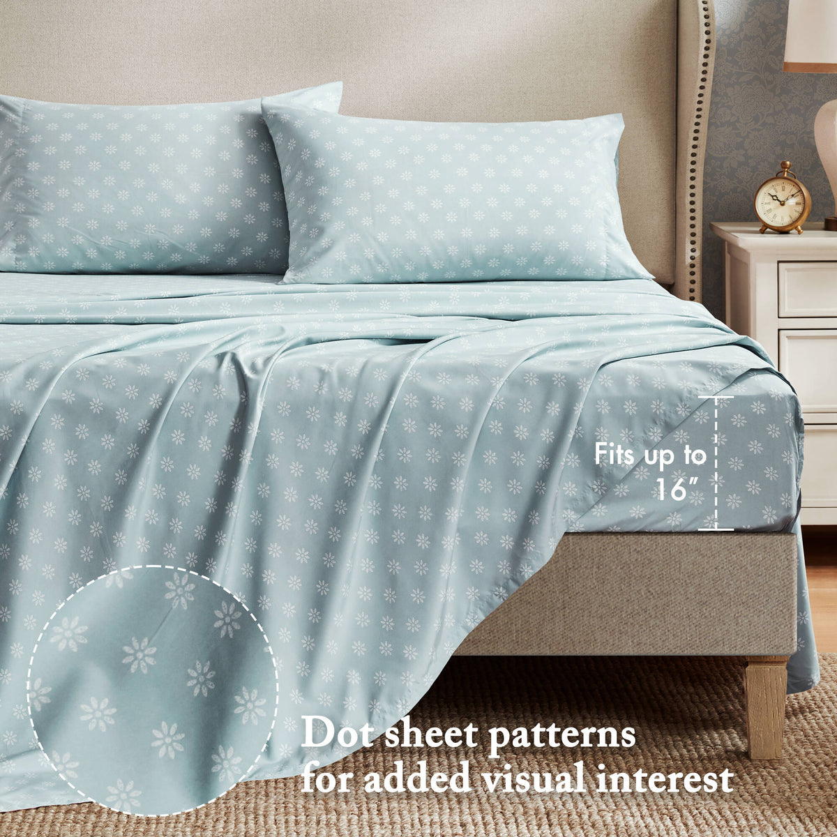 7-Piece Cal King 7 Piece Vin-Inspired Collection Floral Print, Soft