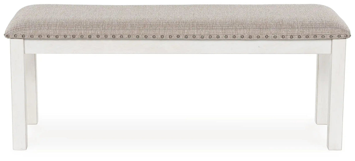 Robbinsdale - Large Upholstered Dining Room Bench - Antique White - Best Buy Furniture