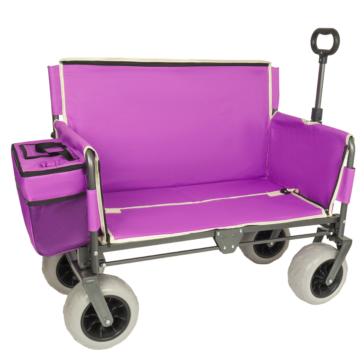 3-in-1 Heavy-Duty Folding Wagon Cart with Bench Seat & Storage
