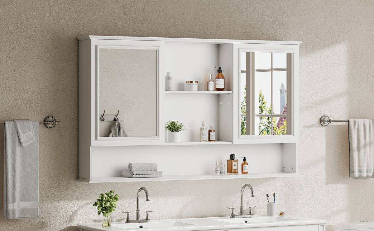 60" Wall-Mounted Bathroom Medicine Cabinet with Mirrors