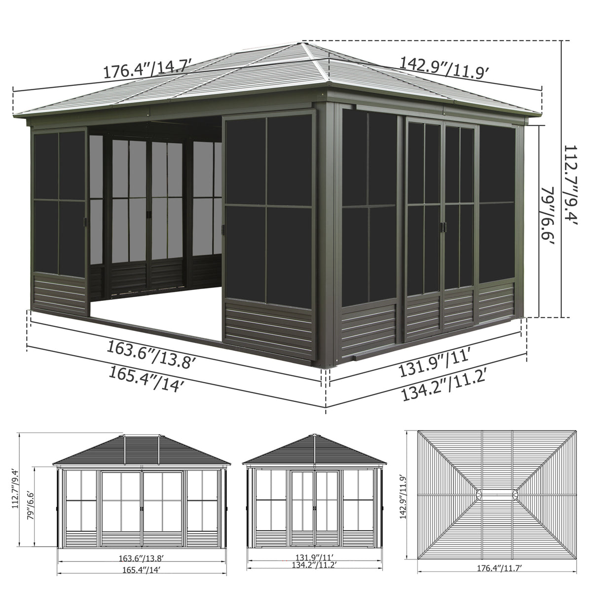 12x14FT Outdoor Sunroom Gazebo