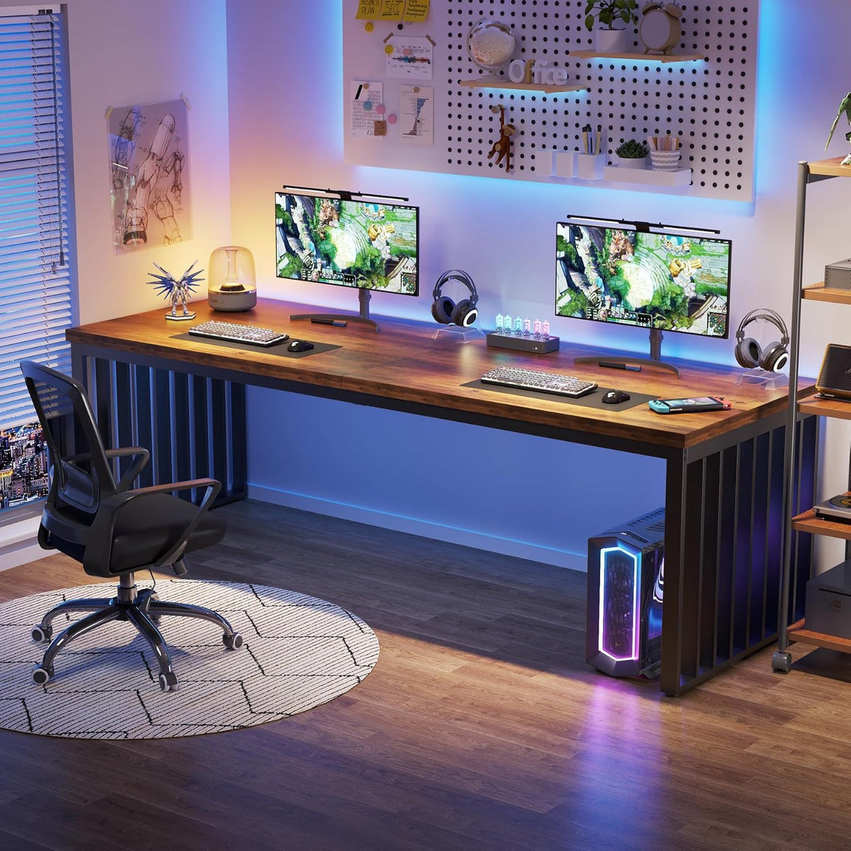 Double Computer Desk For 2 Person, Extra Long Workstation
