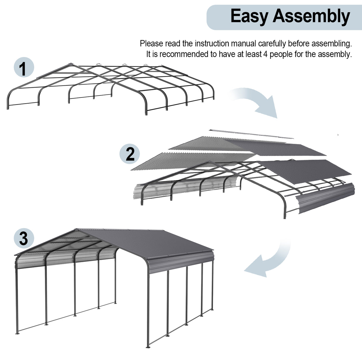 Heavy Duty Metal Carport 12 × 20 FT