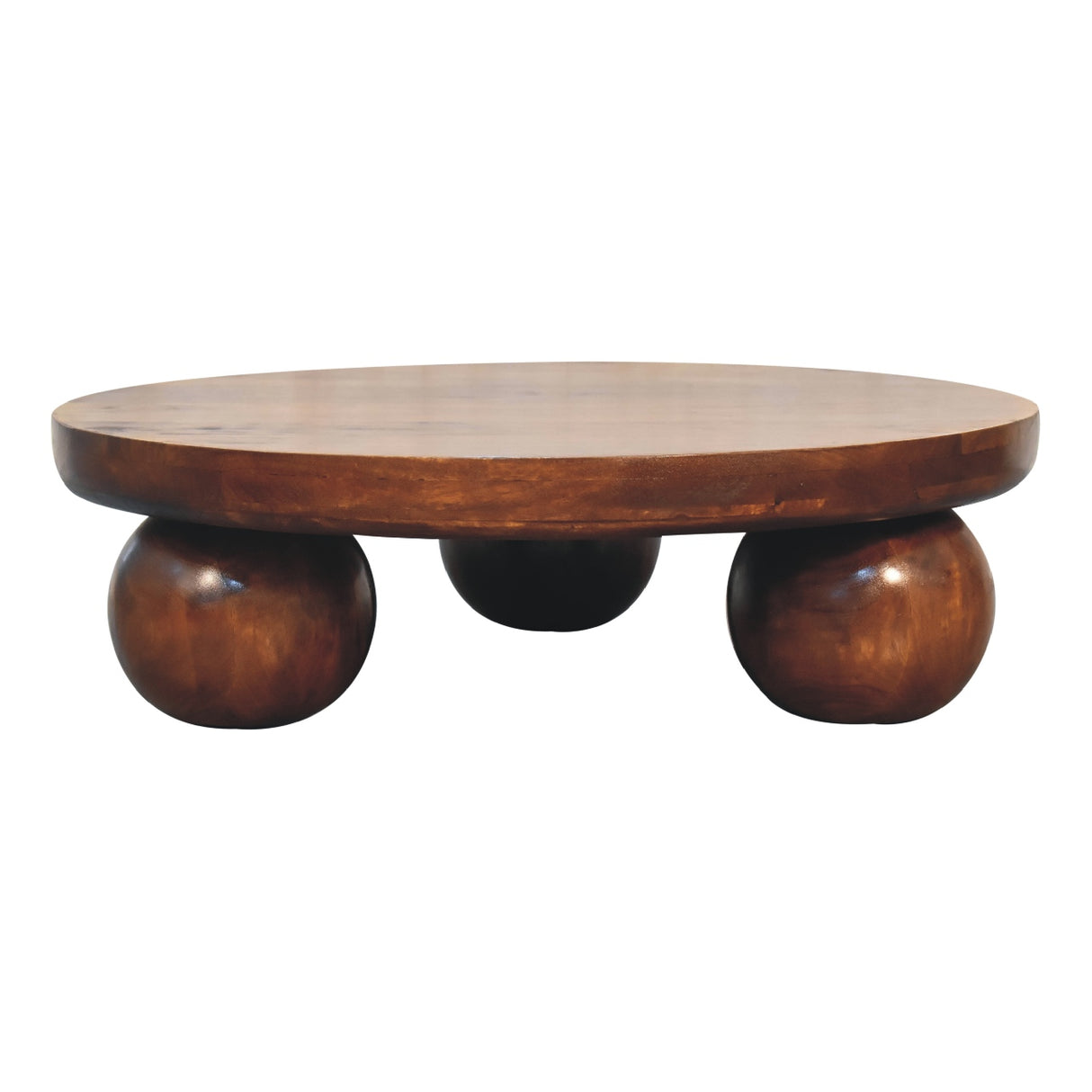 Solid Wood Central Ball Table, Chestnut