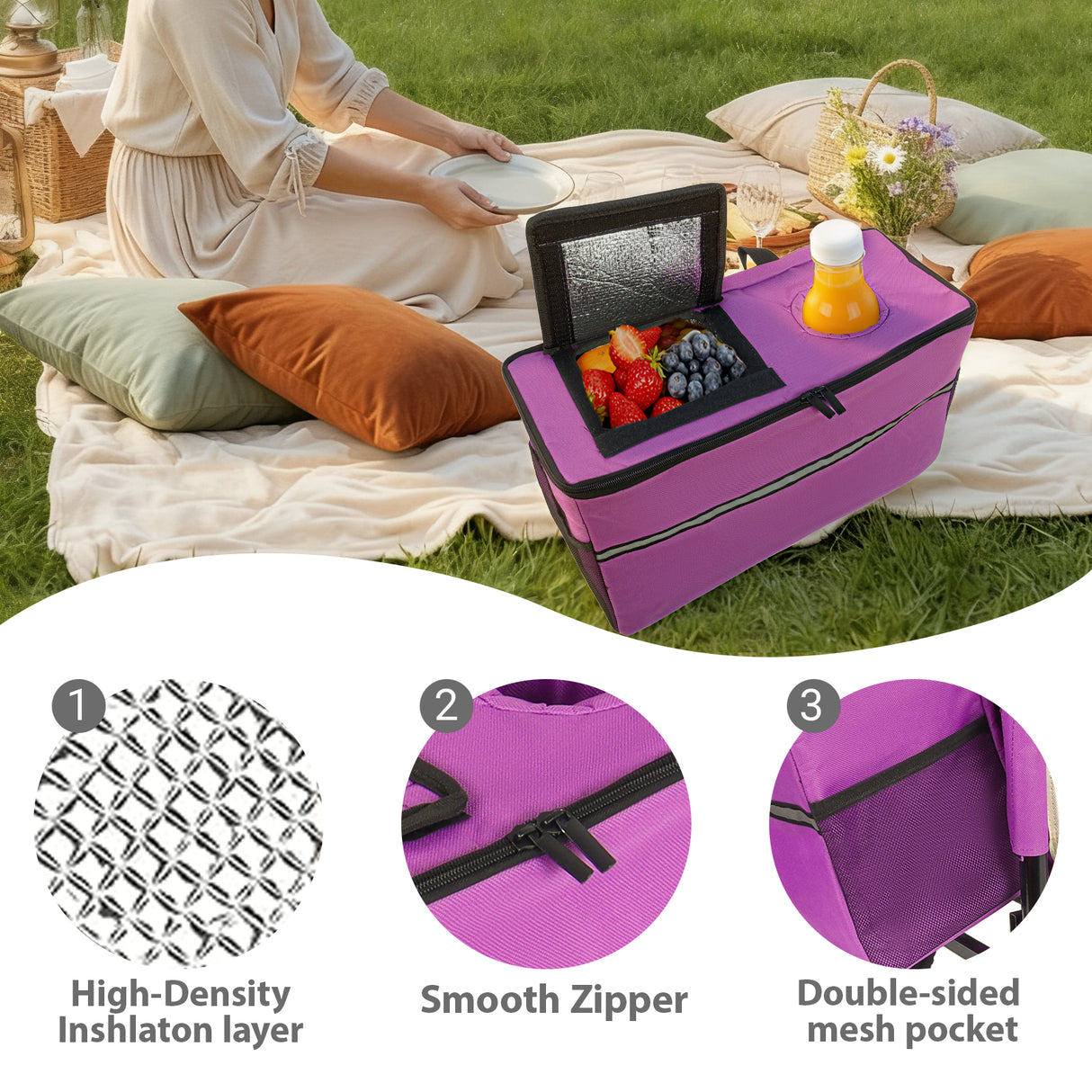 3-in-1 Heavy-Duty Folding Wagon Cart with Bench Seat & Storage
