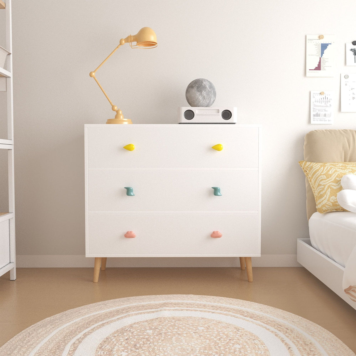 3 Drawer Dresser, Storage Cabinet With Anti Tip Safety
