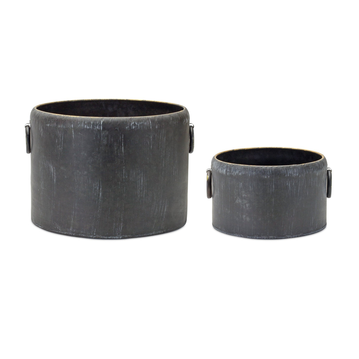 Round-Distressed-Metal-Planter-with-Handles-(Set-of-2)-Pots-&-Planters