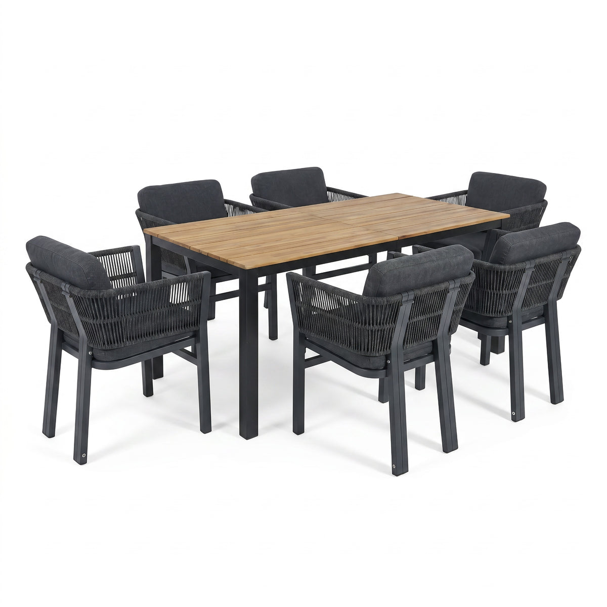 7-Piece Outdoor Dining Set with Acacia Wood Table and Chairs