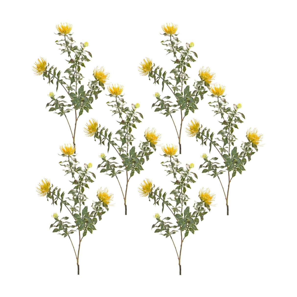 Yellow-flocked-protea-spray-(set-of-6)-Artificial-Flowering-Plants