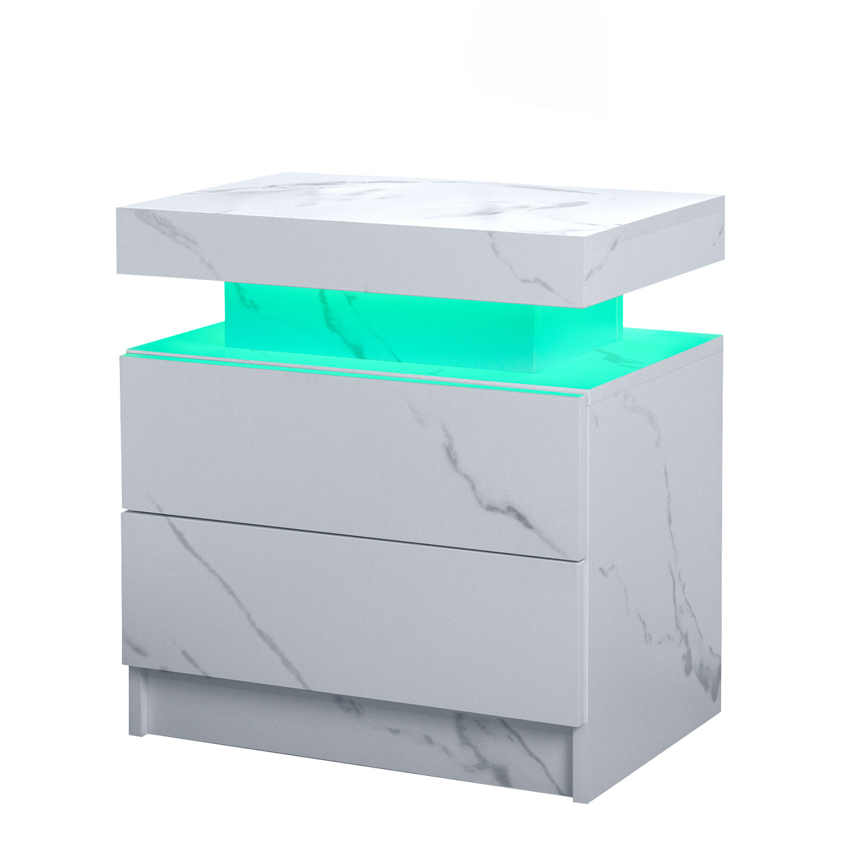 Modern LED Nightstand with 2 Drawers