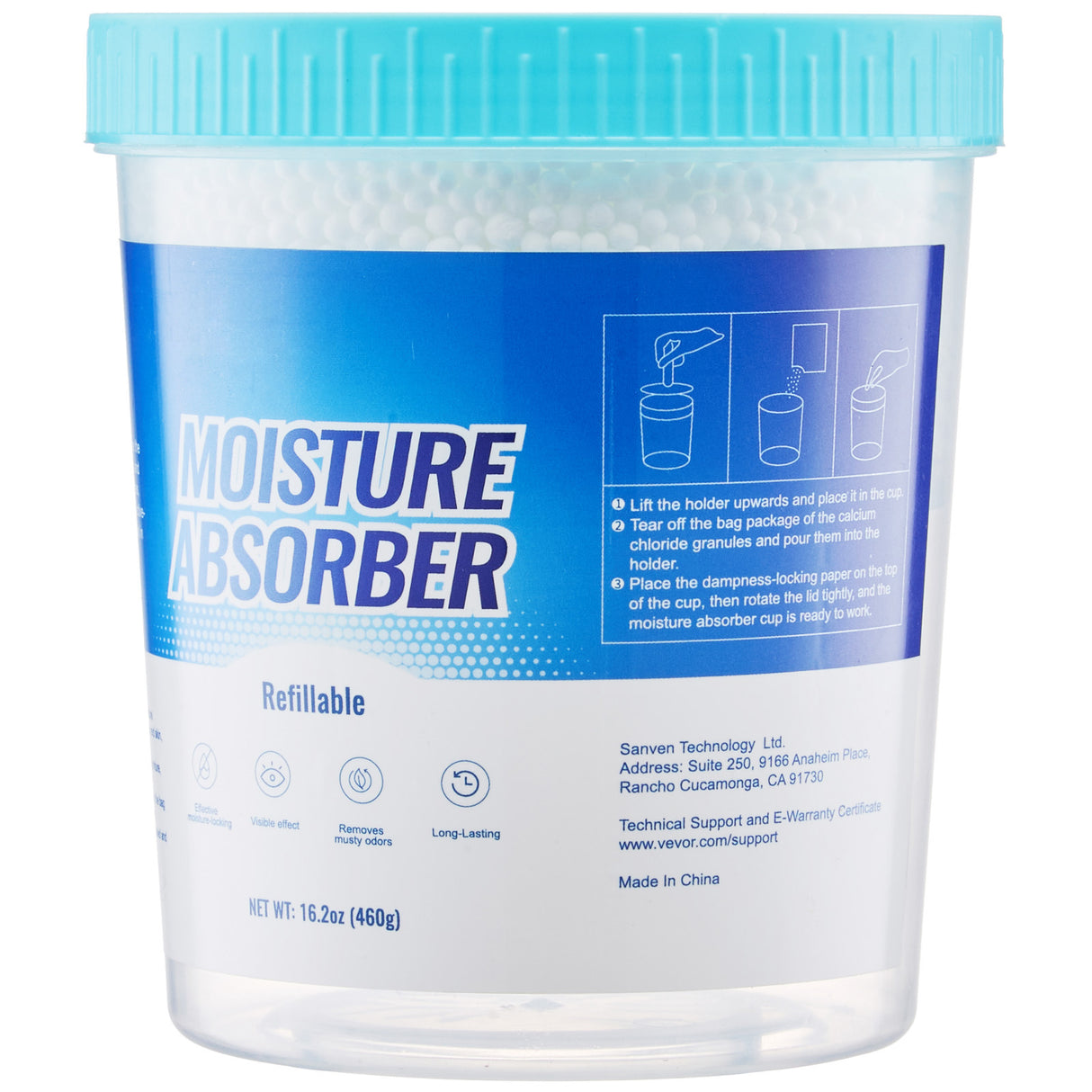 Moisture Absorber Bucket, 2 Packs 16.2 oz Hi-Capacity with 800ml Storage