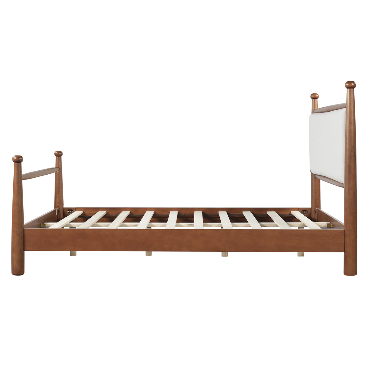 Solid Poplar & Plywood Bed Frame with Upholstered Headboard, Queen