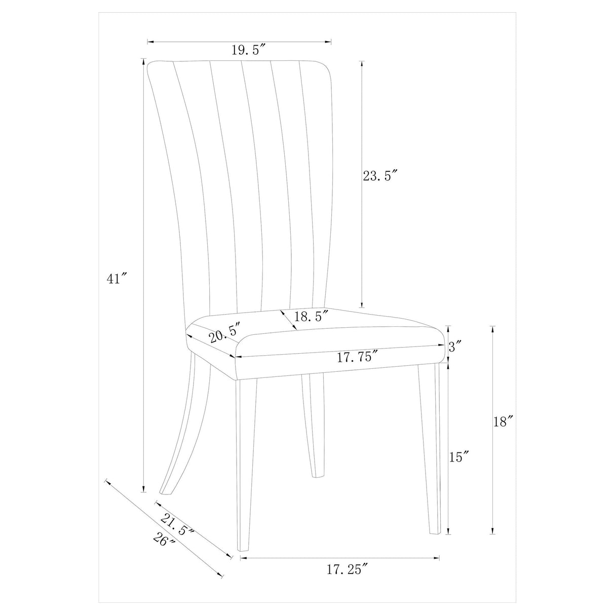 Tufted Side Upholstered Dining Chair (Set of 2) - Gray