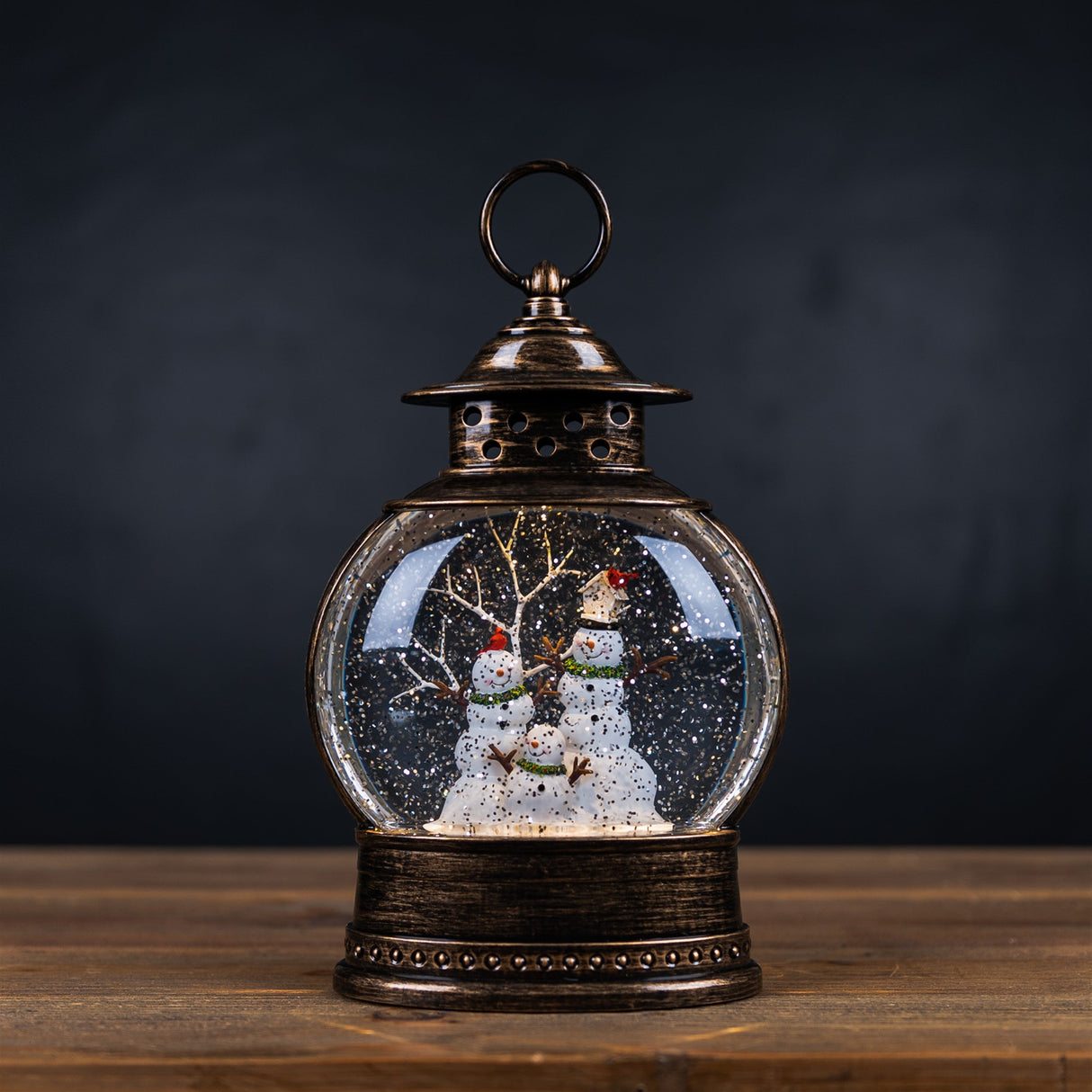 LED Snow Globe with Snowman Family 11.5"H