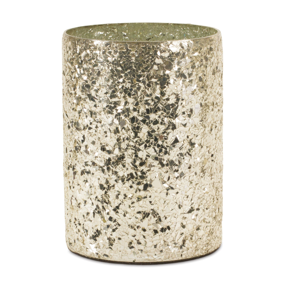 Gold mosaic glass candle holder (set of 2)