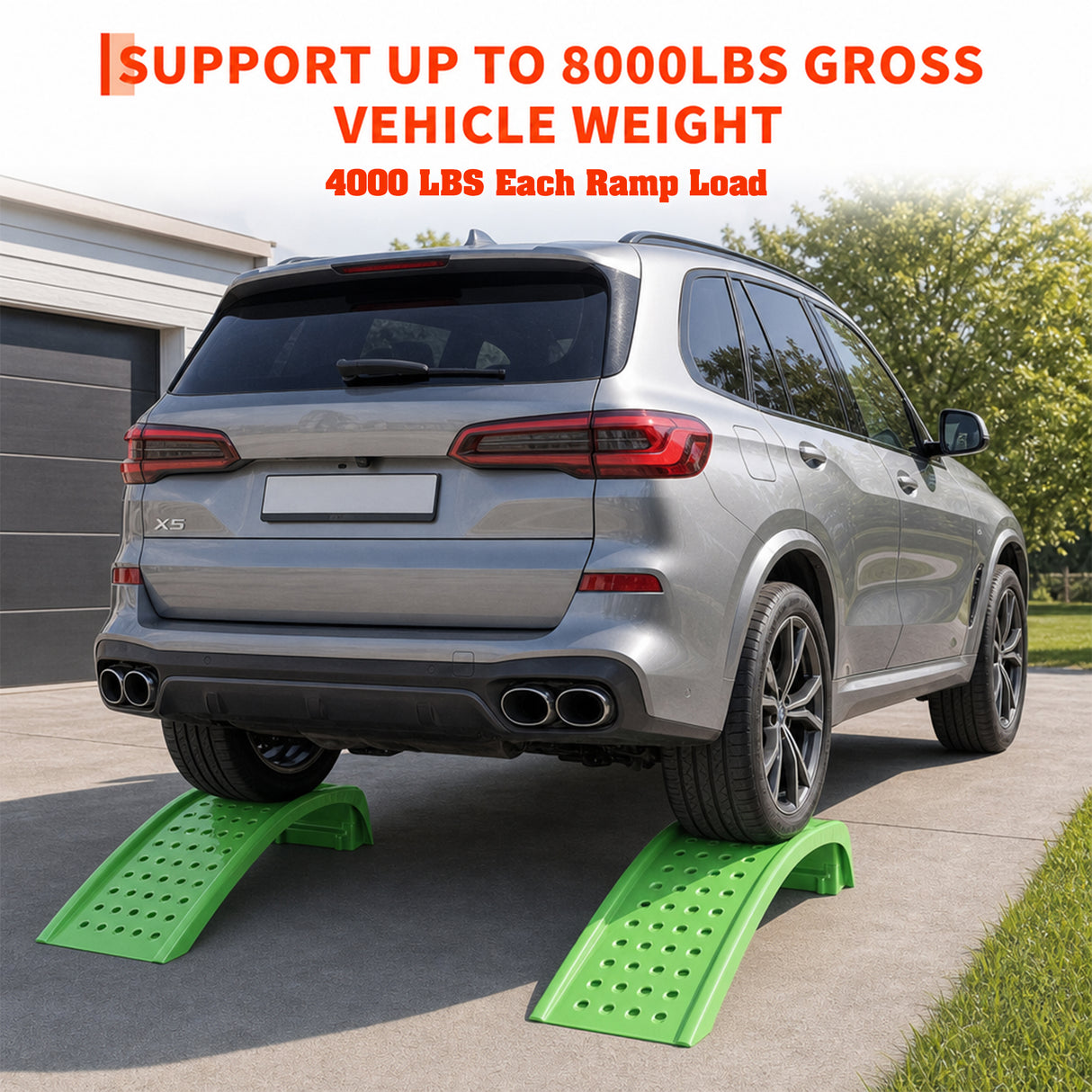 Heavy Duty Solid Steel Car Ramps, 8000 LBS Capacity