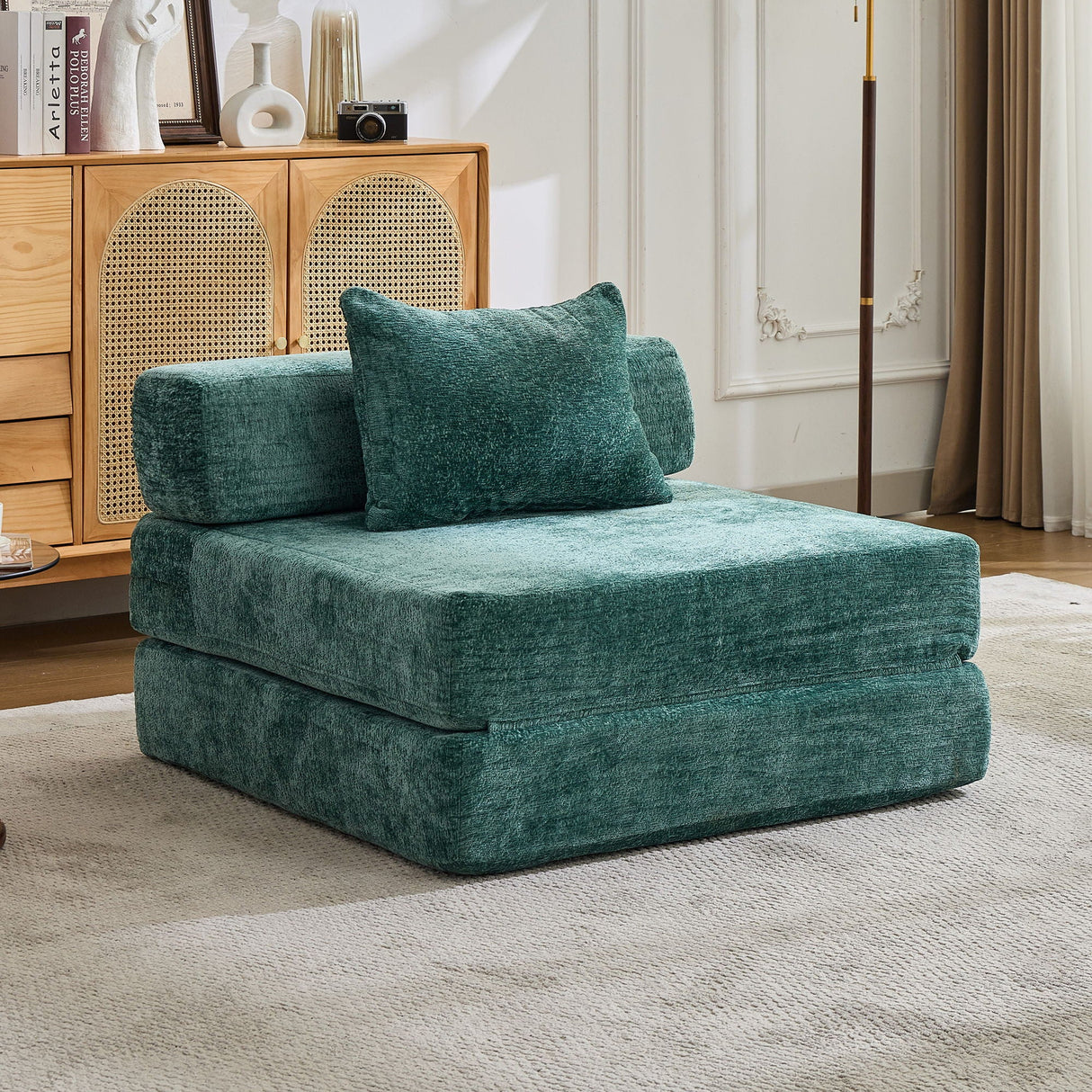 Convertible Floor Sofa Bed With Fixed Shape Frame For Living Room