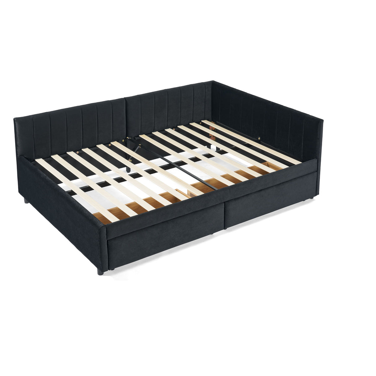 Upholstered Tufted Daybed Frame With Storage Drawers