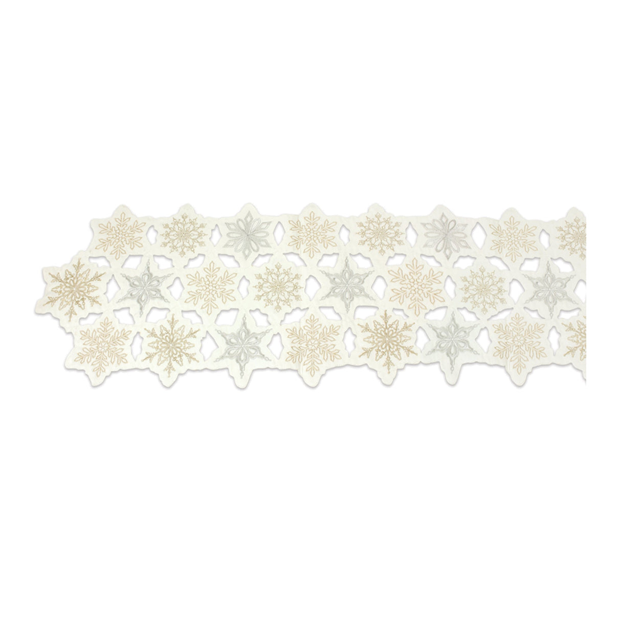 Embroidered Snowflake Table Runner 68"L