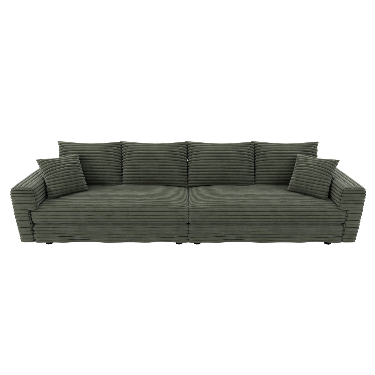Convertible Deep Seat Sofa With Soft Pillows And Ottomans