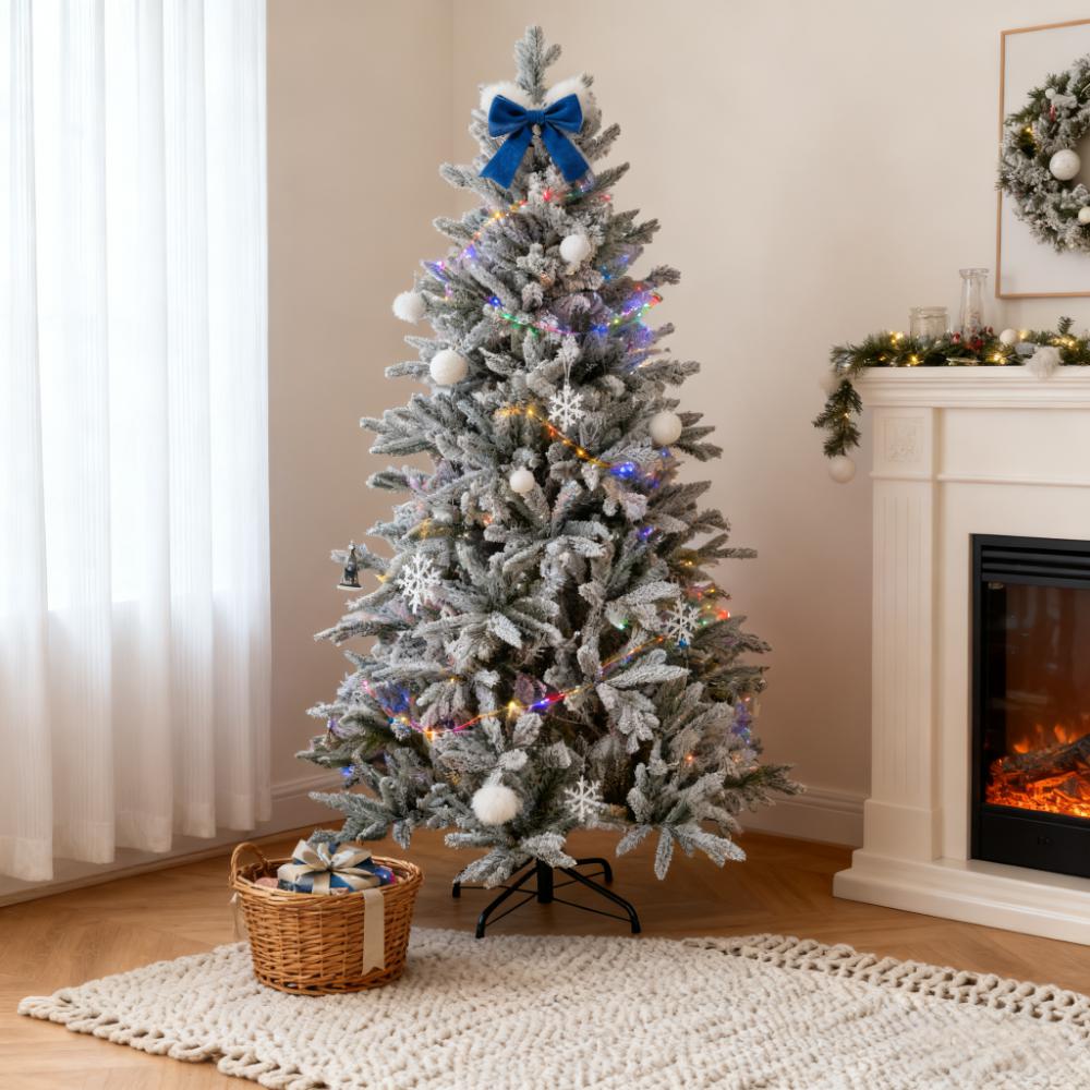 Snowy Artificial Christmas Tree with Easy Assembly