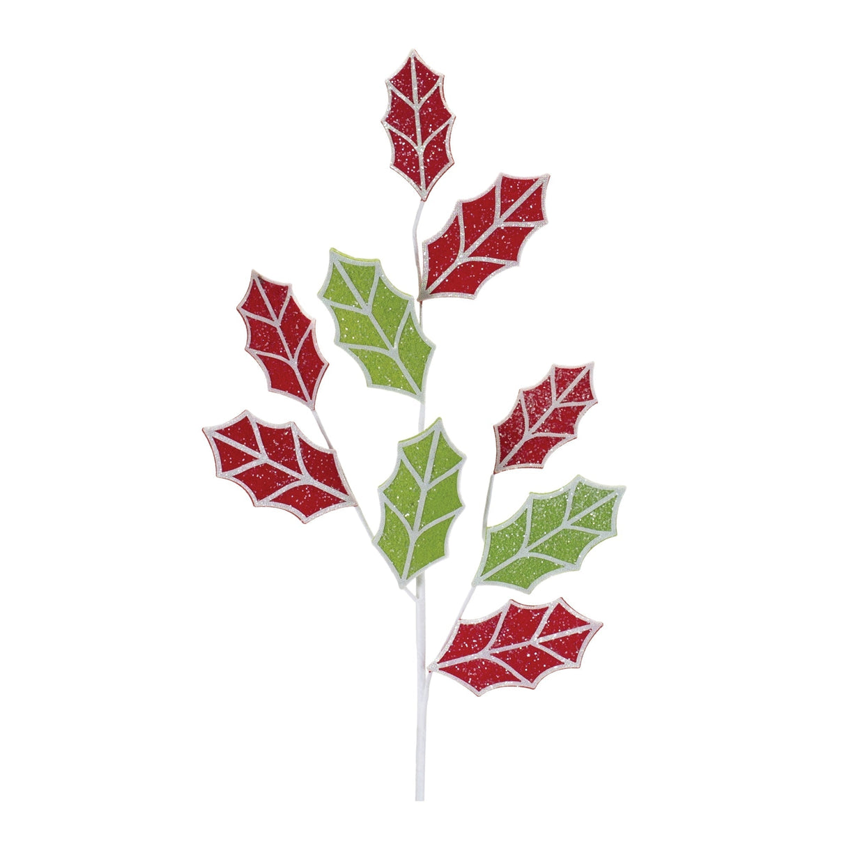 Glittered-Fabric-Holly-Spray-(Set-of-6)-Christmas-Decor